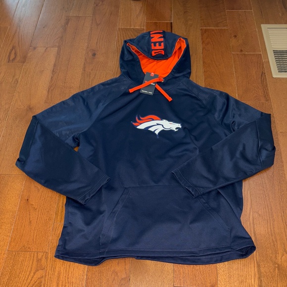 NWT Men’s Fanatics Navy Broncos Pullover Hoodie Size XXL - Picture 1 of 5